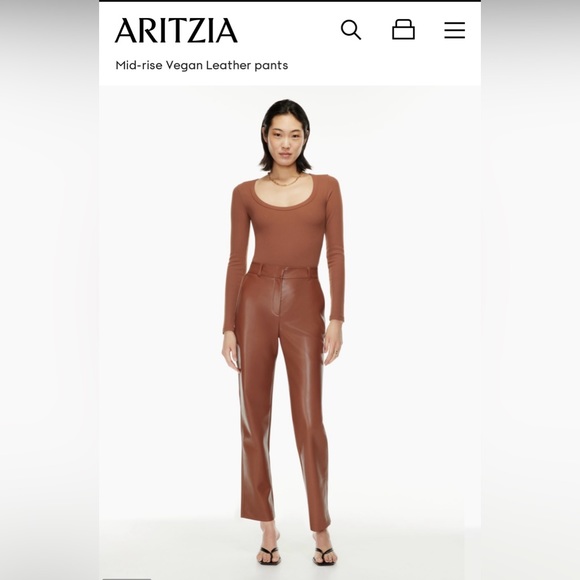 Aritzia Babaton Command Command Pant vegan leather Black size 4 short - Picture 6 of 7